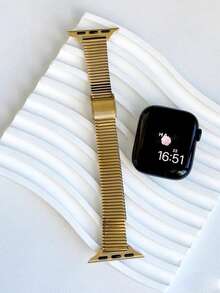 1 pieza Elegante pulsera de acero inoxidable dorado, material de metal de lujo minimalista, compatible con Apple Watch 38/40/41/42/44/45/46/49mm, se adapta a las series 11/10/9/8/7/6/5/4/3/2/1/SE/Ultra, adecuado para negocios, casual, uso diario, gran regalo para mujeres, exquisita pulsera de reloj, accesorio de reloj - Dorado - Ver 3