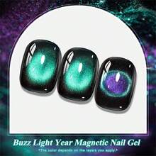 MEET ACROSS 1pc Buzz Light Year Cat Eye Gel Nail Polish, 7ml Blue Swirl Magnetic Effect Holographic Galaxy Cateye Gel Polish , Semi Permanent Soak Off UV Gel Varnish Manicure Nail Art DIY For Home And Salon Nail Supplies - 彩色 - 查看 3