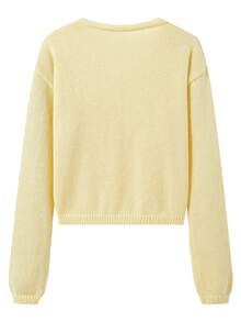 Women's Solid Color Versatile Open Front Long Sleeve Knit Cardigan Sweater, Suitable For Halloween And Christmas - Yellow - View 6