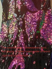 yanchunxier 这款女士彩色亮片刺绣优雅派对连衣裙，胸前网纱拼接，后背针织亮片拼接拉链，单肩可调节肩带，修身鱼尾长裙摆，适合派对、春季、夏季、复活节、圣帕特里克节、外出、毕业典礼、海滩、婚礼宾客、春假、婚礼派对、各种场合、开斋节、节日等。 - 黑色 - 查看 10