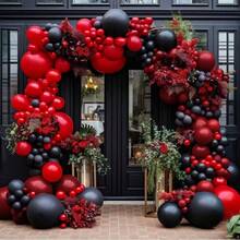 109pcs Black And Gold Balloon Arch Diy Kit, Simple Wedding Decoration For Birthdays, Weddings, Engagements, Outdoor Photography, Shower Party, Farm, Balloon Arch Decoration, Shower Party Decoration, Bachelor Party Gender Revealing Decoration, Christmas Can Be Diy Matched - Black and Red - View 8