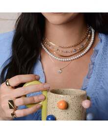 Piuka CHOKER ATENA OLHO GREGO PÉROLAS FOLHEADA A OURO 18K - Dourado - Visão 4