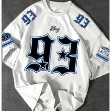 Basic And Oversized Streetwear New York King 93 Stylish T-Shirt In Unisex Cotton - 白色 - 查看 3