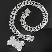 Collar de lujo de perro estilo hip hop con colgante de hueso, cadena cubana, adecuado para días festivos o uso diario, regalo de vacaciones - Multicolor - Ver 18