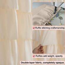 Beige Ruffle Shower Curtain - Farmhouse Ruffled Design, Cream Boho Bathroom Curtain With Elegant Layered Ruffles, Rustic Shabby Chic Style, Fabric Decorative Drapes 72x84, Extra Long.,72inchWx84inchL(Packof1),Beige - 米色 - 查看 5