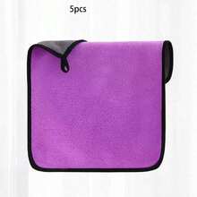 Set de 5 paños de limpieza de felpa de coral de doble cara de fibra ultrafina - Toallas reutilizables de alta absorción, diseño de dos colores (amarillo y negro), forma cuadrada adecuada para el hogar, la cocina, el coche, el baño, la limpieza de vidrios, paños de cocina