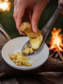 1pc Durable Stainless Steel Ginger Grater - Manual Garlic Press - Chargeless Kitchen Tool