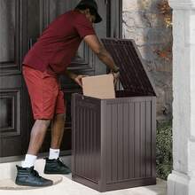 Secure Package Delivery Box, 48 Gallon Outdoor Lockable Parcel Drop Box With Key Lock & Sign, Waterproof Double Wall Resin Design For Theft &Weather Protection-Local Delivery - màu nâu - Xem 8