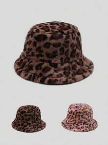 1 chiếc Mũ xô lông họa tiết da báo mùa thu/đông cho nam/nữ, Mũ thường ngày chống nắng ngoài trời có thể điều chỉnh, Thích hợp cho du lịch & ngày lễ, Phong cách Y2K - Mũ của ngư dân - Xem 9