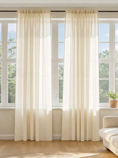 1 pieza Cortina transparente blanca con bolsillo para barra, cortina de gasa ligera para sala de estar, dormitorio, oficina, decoración del hogar