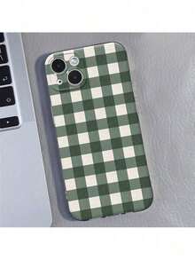 Funda de Teléfono Verde Groovy con Patrón de Cuadros para 1112131415 Pro MaxPlus, Cubierta Protectora - Multicolor - Ver 1