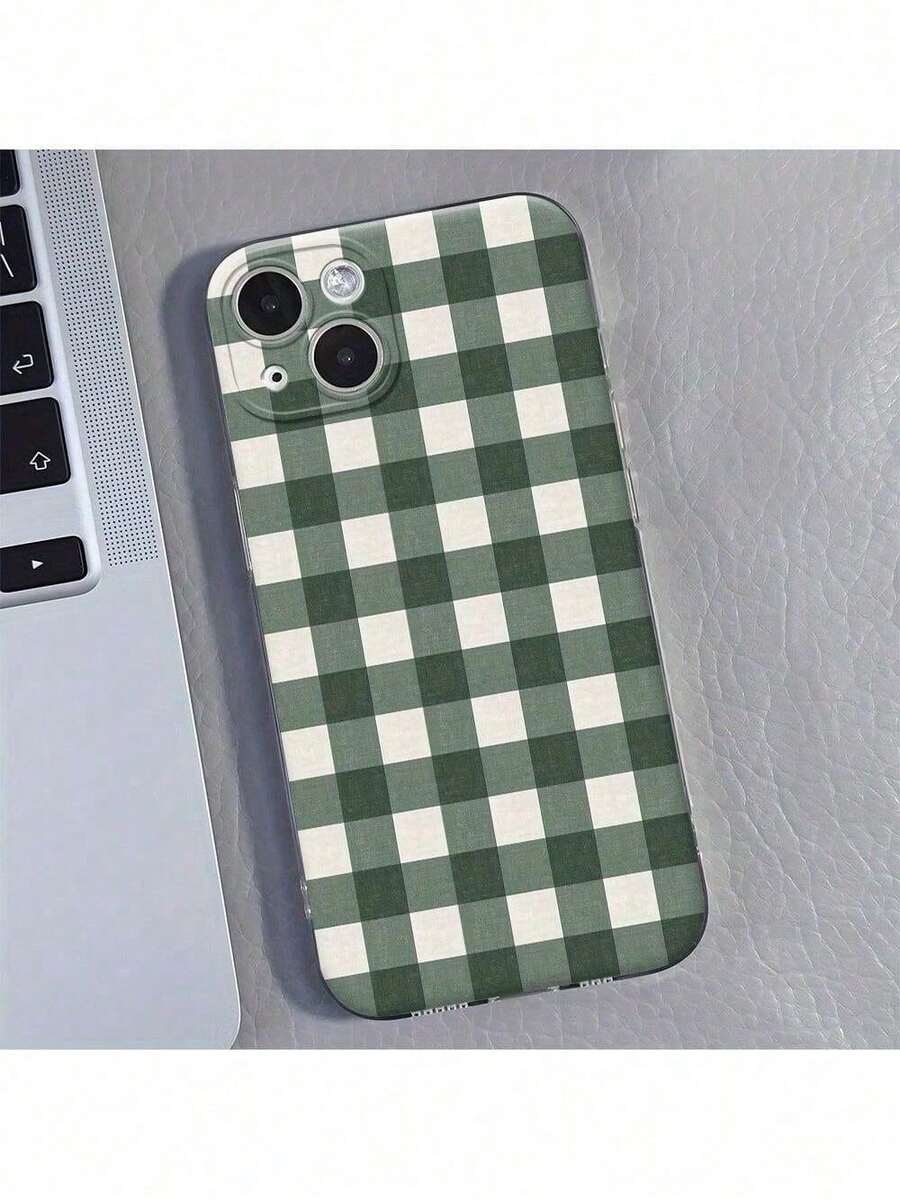 Funda de Teléfono Verde Groovy con Patrón de Cuadros para 1112131415 Pro MaxPlus, Cubierta Protectora - Multicolor - Ver 1