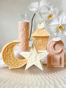 Moules à bougies en forme de lune, moule en silicone en forme d'étoile et de lune, pour décoration de maison, de fête, de table, fabrication de bougies pour les fêtes, savon fait main