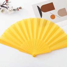 1 件纯色面料折叠手扇，适合日常、节日、派对和角色扮演使用 - 黑色 - 查看 5