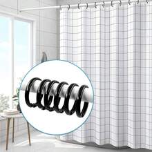 Black Shower Curtain Hooks Rings, 12 Pcs Circular Plastic Shower Curtain Rings For Bathroom, Plastic Shower Curtain Hooks For Shower Curtain Rod, Black Shower Hooks Rings For Shower Curtain,Black - 黑色的 - 查看 7