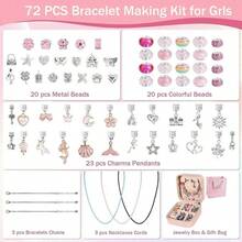 72 PCS Kit para Hacer Pulseras Nia, Pulseras Nia Manualidades, Kit de Bisuteria de Collar, para Nias Regalo para Da del Nio, Cumpleaos, Navidad, a Nias 4 - 13 Aos Rosa - rosa - Ver 2
