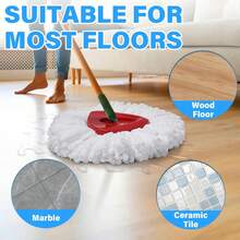 Mop Replacement Heads For O Cedar: Mop Replace Head Easy Wring Spin - Mop Heads Replacements Easy To Clean Install And Replaceable Mop Head Machine Washable (6pack) - 白色 - 查看 3