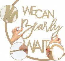 We Can Bearly Wait Sign Backdrop - Teddy Bear Themed Party Banner Boy Girl Shower Gender Reveal 1st Birthday Felt Letter Wall Decor Photography Background - Glitter - 金色 - 查看 4