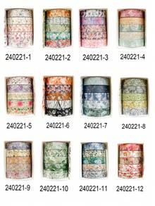 5rolls Mixed Pattern Washi Tape Back To School - Multicolor - View 8