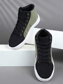 Giày thể thao cao cổ nam, giày casual nam, giày sneaker phong cách đường phố cá tính dành cho sinh viên, giày nam buộc dây, giày trượt ván nam. - màu xanh quân đội - Xem 4