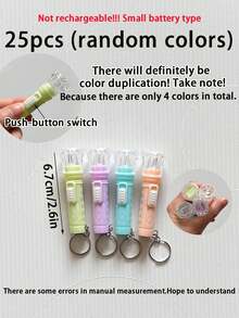 25pcs - 2.8 Inch Mini Flashlight, LED Lighting, Practical Lighting Keychain LED Pendant, Bulk Mixed Macaron Colors, Party Favors, Household Gifts, Classroom Rewards, Back To School Gifts, Baby Shower Party Favors, Piñata Fillers - (4 Random Colors) Non-Rechargeable, Battery Operated! - Multicolor - View 16