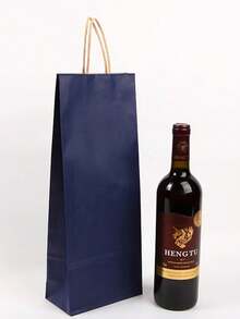 5 piezas Bolsa de papel kraft para vino, bolsa de vino portátil, bolsa de papel kraft para vino tinto, bolsa de regalo adecuada para bodas, Acción de Gracias, fiestas de cumpleaños y otras ocasiones - Multicolor - Ver 5