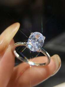 1pc Sparkle Oval-Shaped Engagement Cubic Zirconia Ring Wedding Band For Women Promise Ring Eternity Ring Fine Jewelry Gift For Valentine's Day ,Mothers Day And Dairly Wear - Thời trang - Xem 18