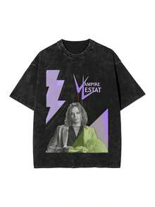 Vintage Interview With The Vampire T-Shirt - Lestat Vampire Concert Poster Graphic Tee, Gothic Style Book And Movie Series Theme T-Shirt, Washed Soft Wearable All Seasons - màu đen - Xem 2