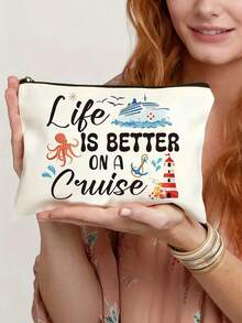 Borsa da toilette da crociera con tema di primo soccorso - Organizer da viaggio bianco per cosmetici con motivi di palme, barche a vela e salvagente, chiusura con cerniera, unisex, ideale per crociere, vacanze, viaggi di lavoro, palestra, campeggio e attività all'aperto, accessorio da crociera, design divertente, cerniera durevole Borsa trucco Borsa cosmetici Borsa da toilette Borsa da viaggio Articoli essenziali da crociera Articoli essenziali per le vacanze per uomo e donna - Multicolore - Visualizzare 10
