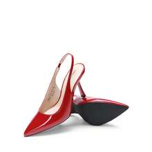 Women's Pointed Toe Slingback Stiletto Heel Pumps Slip-On Closed Toe Dress Bridal Elegant Wedding Sexy Party Shoes - 紅色 - 查看 9