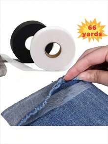 1 Roll (66 Yards) Iron-On Hem Tape - Double-Sided Fusible Interfacing, Strong Adhesion & Washable, Hot Melt Tape, Seamless Hemming Tape, Suitable For Altering Clothes, Pants, Jeans, Curtains & Various Fabrics