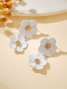 1 par de pendientes de metal con estilo bohemio y diseño floral, adecuados para el uso diario de las mujeres - Multicolor - Ver 5