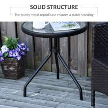 Outsunny Outdoor Side Table, 20" Round End Table, Bistro Table With Tempered Glass Top For Patio, Garden, Balcony, Poolside, Black - 黑色 - 查看 5