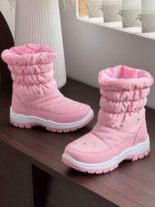 Children's Snow Boots, Boys & Girls Outdoor Snow Boots, Warm & Thick - Pink - View 3