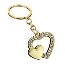 1 pièce Porte-clés couple créatif et à la mode en forme de cœur avec strass, porte-clés cœur creux mini élégant, charm de sac, cadeau de fête pour amoureux, ami, décoration polyvalente de téléphone/sac au quotidien - Multicolore - Voir 6