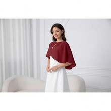 Chiffon Shawl Wraps Shrug For Evening Dress Wedding Cape Cover Up - Wine Red - View 2