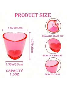 6pcs-Pink Heart-Shaped Plastic Cup Set - Reusable, Perfect For Valentine's Day, Quinceanera And Parties - Versatile Straw For Tequila, Whiskey And Spirits Party Decorations, Vodka, Spirits Parties, Valentine's Day, Pink Heart-Shaped Glass, Mini Cute Glass, Tequila, Pink Glass, Suitable For Espresso, Shochu, Tequila, Spirits Valentine's Day, Wedding Party Decorations, Centerpieces - Pink - View 7