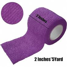 1PCS  2-Inch X 5-Yard Self-Adhesive Bandage, Elastic Wrapping Breathable Sports Tape, Suitable For Sports, Wrists, Ankles (Purple). Breathable Elastic Self-Adhesive Bandage, Non-Woven Fabric, Pet Bandage, Finger Bandage. - 紫色 - 查看 2