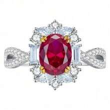 The New Style Artificial Ruby Ring Is A Beautifully Crafted, Simple And Elegant Cut Colored Gemstone Women's Ring - 分色電鍍紅鑽戒指 - 查看 2