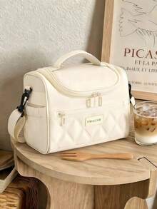 Lancheira térmica de grande capacidade (8 litros), feita de fibra de poliéster impermeável e à prova de vazamentos, com zíper, alça de ombro ajustável, ideal para escritório e piquenique. Disponível em várias cores e reutilizável. Perfeita para o trabalho, escola, piquenique e praia. Bolsa térmica à prova de vazamentos e com alça, ideal para adolescentes e adultos. - Cores de macaron - Ver 7