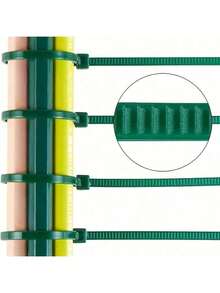 100根重型绿色尼龙扎带 - 自锁式园艺植物扎带，用于固定藤蔓、树叶和管道，多用途园艺捆绑解决方案，园艺扎带 | 装饰性园艺扎带 | 强力抓力扎带