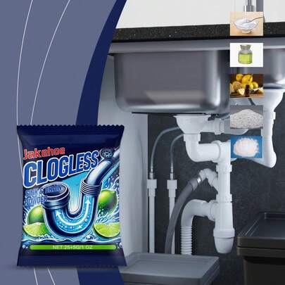 jakehoe Drain Cleaner Powder, Quickly Dissolves Grease, Residue And Other Blockages In Drains To Restore Smooth Water Flow. Made With Plant-Derived Ingredients And An Formula, No Irritating Odor. Multi-Functional: Not Only Unclogs Drains But Also Effectively Removes Odors And Keeps Pipes Clean. Easy To Use - Just Pour In The Appropriate Amount Of Cleaner, Add Water And Wait, No Need For Professional Tools, Suitable For Household Use.