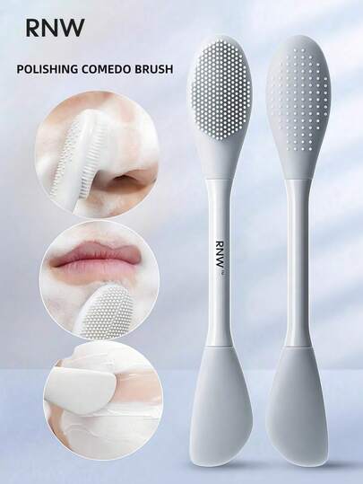 OEIEZ 2-In-1 แปรงล้างหน้า, นุ่มและเป็นมิตรกับผิว, สำหรับทำความสะอาด, ล้างเครื่องสำอางและบำรุงผิว, จับคู่กับแผ่นสำลีแบบใช้คู่, เหมาะสำหรับการล้างเครื่องสำอางประจำวันและการล้างหน้า