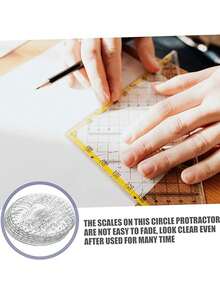 1pc Full Circle Colorful Protractor, Round Shaped Template Ruler, Essential For Handicrafts, 360 Degree Rotatable With Circle And Angle Scales, Suitable For Drawing, Sewing, Office And Study Supplies, Colorful Protractor Special Edition, 4.55 Inch Diameter, Ideal For Handicrafts, Sewing And Design Projects, Sewing Ruler,Rulers - Clear - View 8