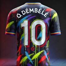 2526 Edición especial Dembélé No.10 Camiseta de fútbol traje de entrenamiento Unisex camiseta de entrenamiento de gran tamaño transpirable niños/adultos - 3D-0107-FAB-025 - Ver 2