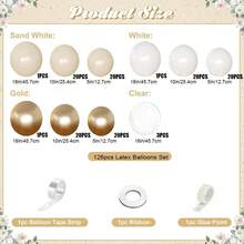 白色沙色金属香槟金气球拱门套装，白色裸色透明乳胶气球，适用于生日、婚礼、婴儿派对、新娘派对、订婚、周年纪念装饰 - 如尺寸圖所示 - 查看 7