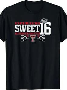 Texas Tech Red  Sweet 16 2025 Mens March Madness T-Shirt - Black - View 1