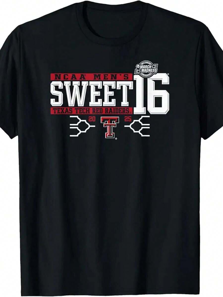 Texas Tech Red Sweet 16 2025 Mens March Madness T-Shirt - màu đen - Xem 1