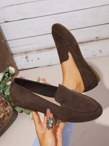 Bailarinas de punta femeninas, bailarinas cómodas de estilo ballet, zapatos de vestir, marrón café 2025 Nuevos zapatos planos de primavera y verano, zapatos planos versátiles de moda casual para mujer, bailarinas de bajo empeine para mujer, zapatos de mujer para todas las estaciones, zapatos de trabajo - Marrón - Ver 3