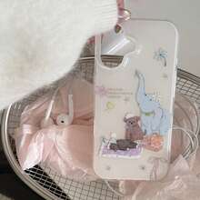 Cute Creamy Glitter Camping Picnic Blue Elephant 17 Pro Max/16 Pro Max/15 Pro Max/14 Pro/13 Phone Case, Suitable For Men And Women, Creative Design